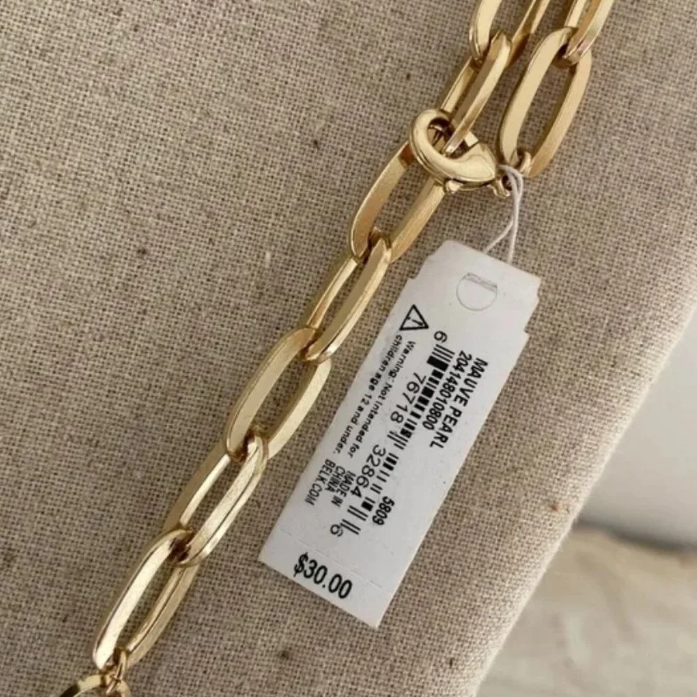 Paperclip Necklace Gold Tone Pearls Brand New AND Pearl Earrings Bundle Jewelry - Picture 9 of 13